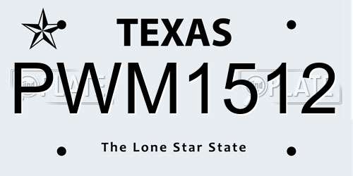 PWM1512 Texas License Plate