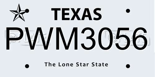 PWM3056 Texas License Plate