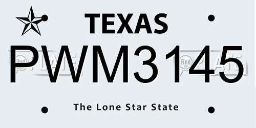 PWM3145 Texas License Plate