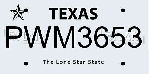 PWM3653 Texas License Plate