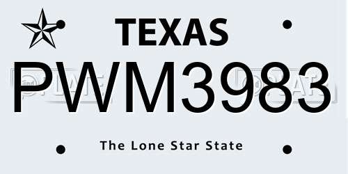 PWM3983 Texas License Plate