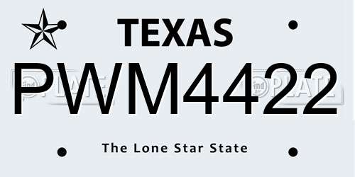 PWM4422 Texas License Plate
