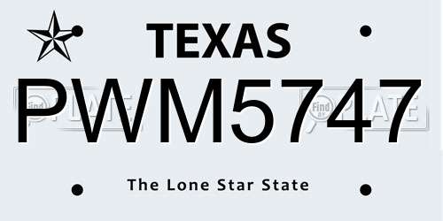 PWM5747 Texas License Plate