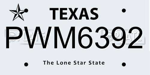 PWM6392 Texas License Plate