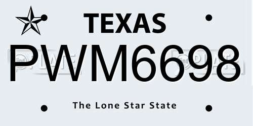 PWM6698 Texas License Plate