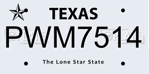 PWM7514 Texas License Plate