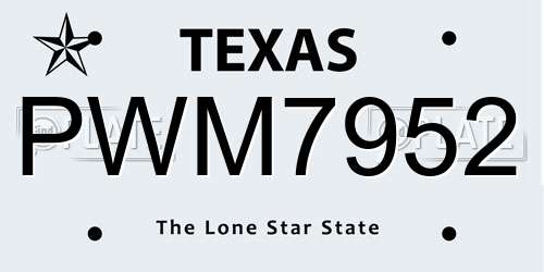 PWM7952 Texas License Plate