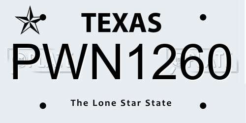 PWN1260 Texas License Plate
