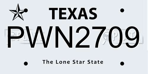 PWN2709 Texas License Plate