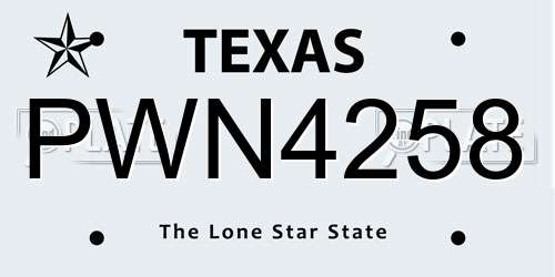 PWN4258 Texas License Plate