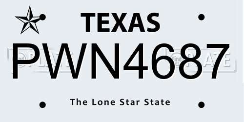 PWN4687 Texas License Plate