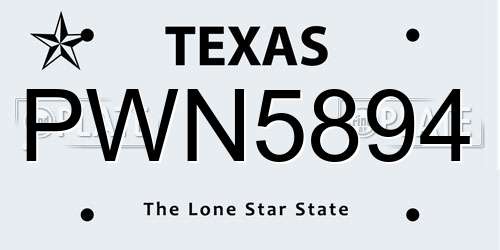 PWN5894 Texas License Plate