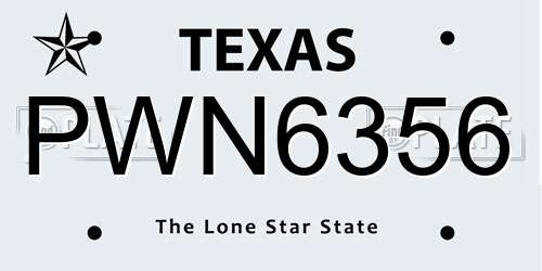 PWN6356 Texas License Plate