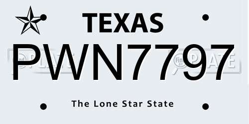 PWN7797 Texas License Plate