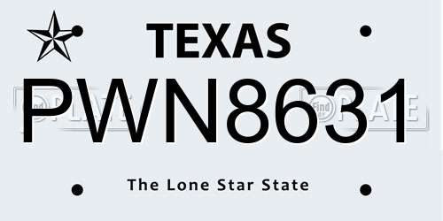 PWN8631 Texas License Plate