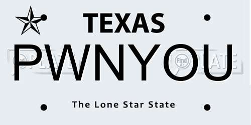 PWNYOU Texas License Plate