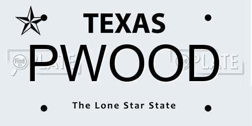 PWOOD Texas License Plate