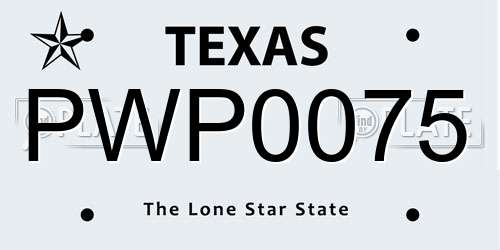 PWP0075 Texas License Plate