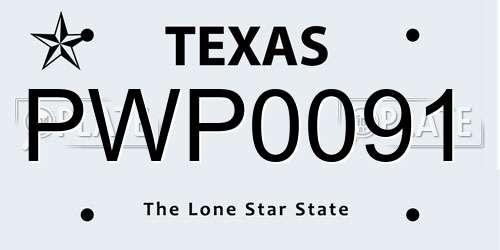 PWP0091 Texas License Plate