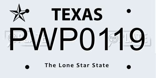 PWP0119 Texas License Plate