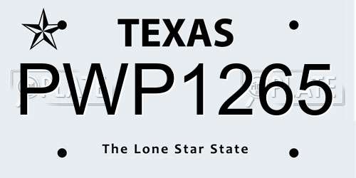 PWP1265 Texas License Plate