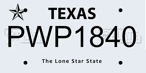 PWP1840 Texas License Plate