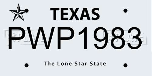 PWP1983 Texas License Plate