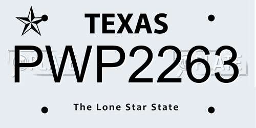 PWP2263 Texas License Plate