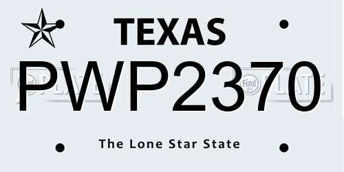 PWP2370 Texas License Plate