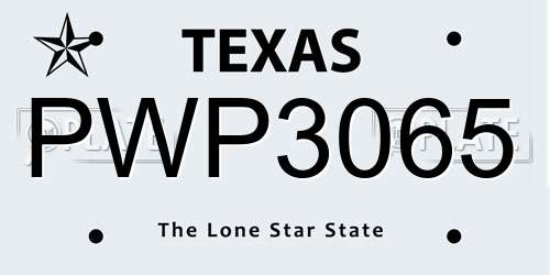 PWP3065 Texas License Plate