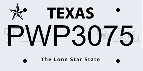 PWP3075 Texas License Plate