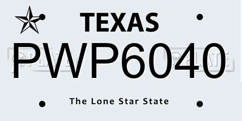 PWP6040 Texas License Plate