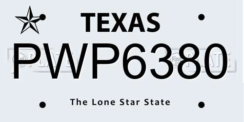 PWP6380 Texas License Plate