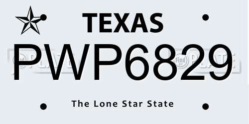 PWP6829 Texas License Plate