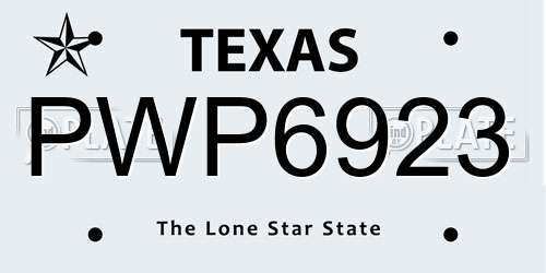 PWP6923 Texas License Plate