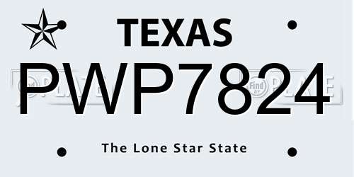 PWP7824 Texas License Plate