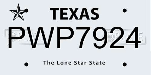 PWP7924 Texas License Plate