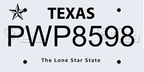 PWP8598 Texas License Plate