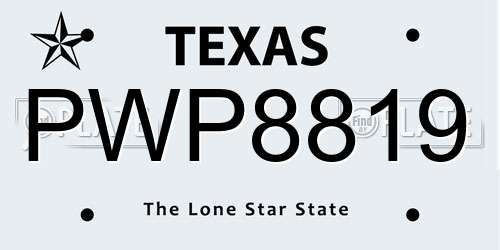 PWP8819 Texas License Plate