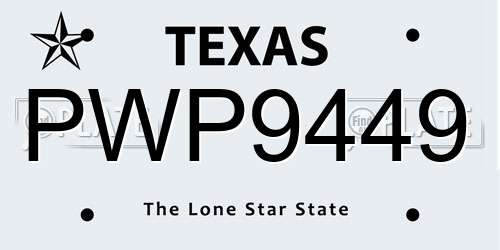 PWP9449 Texas License Plate
