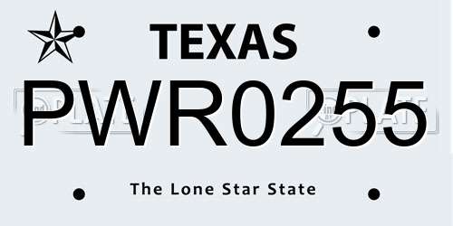 PWR0255 Texas License Plate