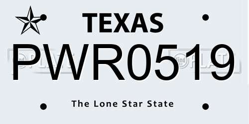 PWR0519 Texas License Plate