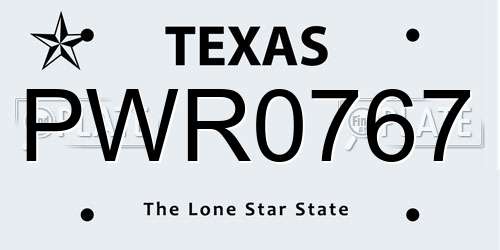 PWR0767 Texas License Plate
