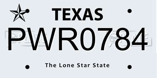 PWR0784 Texas License Plate