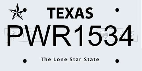 PWR1534 Texas License Plate