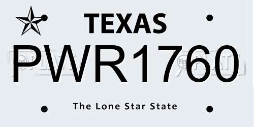 PWR1760 Texas License Plate