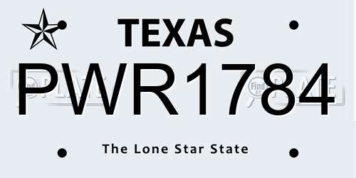 PWR1784 Texas License Plate