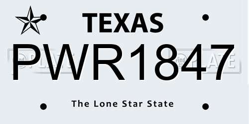 PWR1847 Texas License Plate