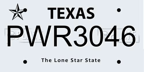 PWR3046 Texas License Plate