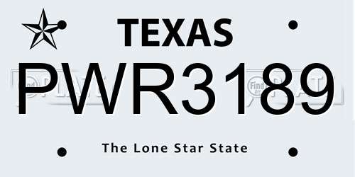 PWR3189 Texas License Plate